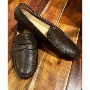 Koio Brera Brown Tumbled Leather Driving Loafers Made in Italy Mens 47 US 14